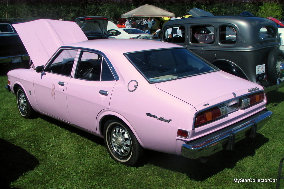 december 31 2013 january 2014 a 1974 toyota corona mark ii is pink for a very good cause mystarcollectorcar mystarcollectorcar