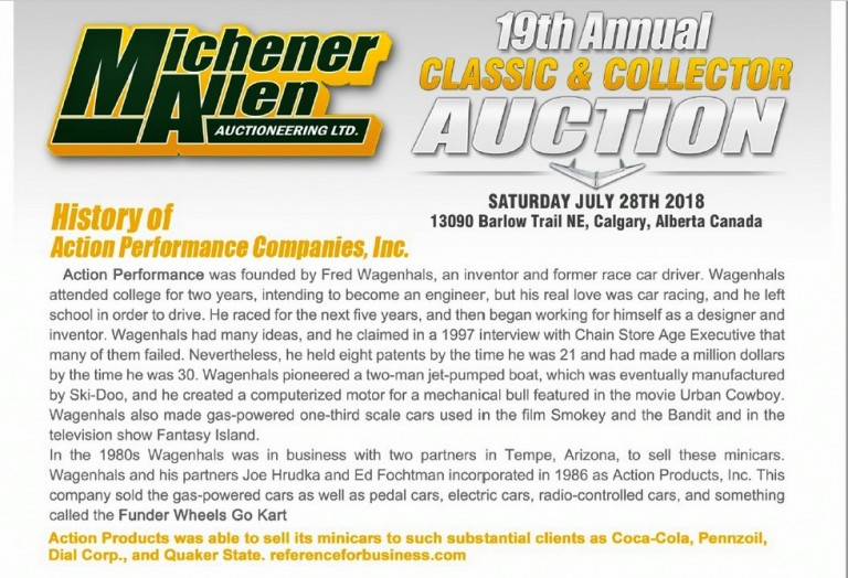 JULY 27, 2019 MICHENERALLEN AUCTIONS’ 20TH ANNUAL CLASSIC AND COLLECTOR AUCTION