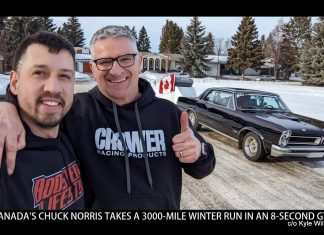 A 3000-MILE ROAD TRIP FROM ALBERTA CANADA TO FLORIDA DRIVING AN 8-SECOND TRACK CAR?? …..IN WINTER??? THAT WOULD BE ‘YES’ FOR DAREDEVIL RICHARD GUIDO AND HIS 1965 GTO