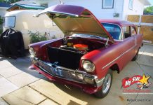 NOVEMBER 2022: A FORMER TRACK STAR 1956 CHEVY 2-DOOR POST IS NOW AN OLD SCHOOL ROAD ROCKET