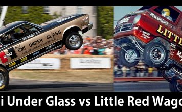 BATTLE OF THE WHEELIE GODS: THE LITTLE RED WAGON VS HEMI UNDER GLASS GRUDGE MATCH