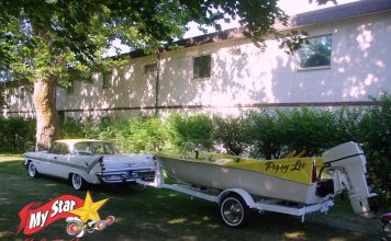 FEBRUARY 2024: 1959 DESOTO SPORTSMAN WITH A ’59 GLASSCRAFT BEHIND IT—FAMILY CONNECTIONS RUN DEEP WITH THIS COMBINATION