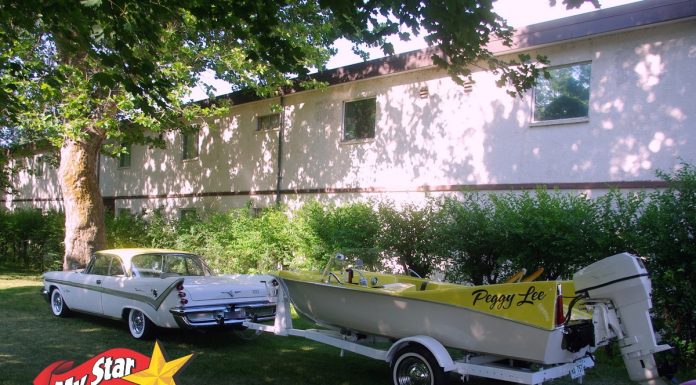 FEBRUARY 2024: 1959 DESOTO SPORTSMAN WITH A ’59 GLASSCRAFT BEHIND IT—FAMILY CONNECTIONS RUN DEEP WITH THIS COMBINATION