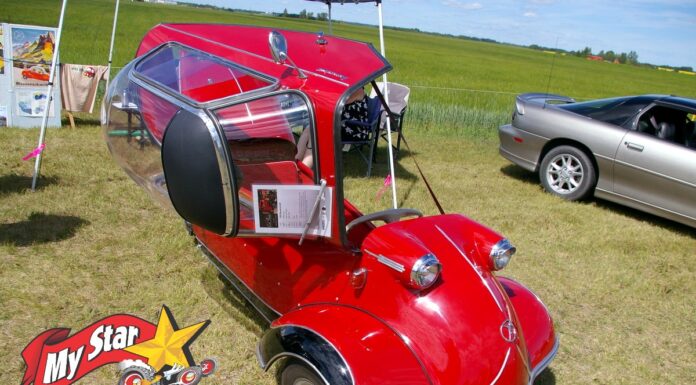 JANUARY 2026: A 1956 MESSERSCHMITT KR200 COUPE STEALS THE SPOTLIGHT AT A CAR SHOW